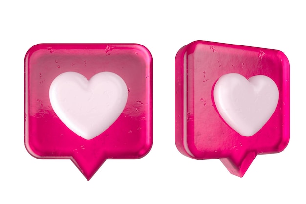 Pin icono de corazones en una ilustración de render 3d de lollipop de pin rojo