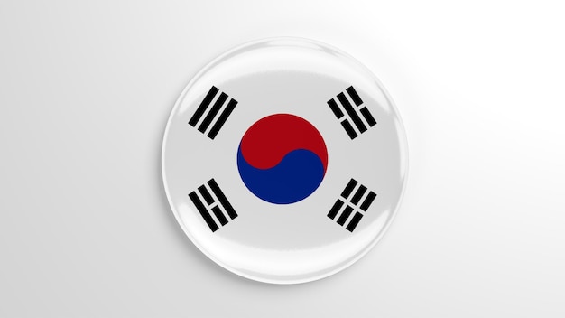 Pin redondo Bandera de Corea del Sur Ilustración 3D