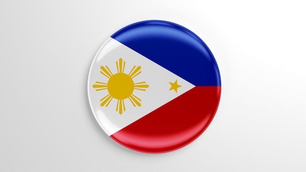 Foto pin redondo bandera de filipinas ilustración 3d