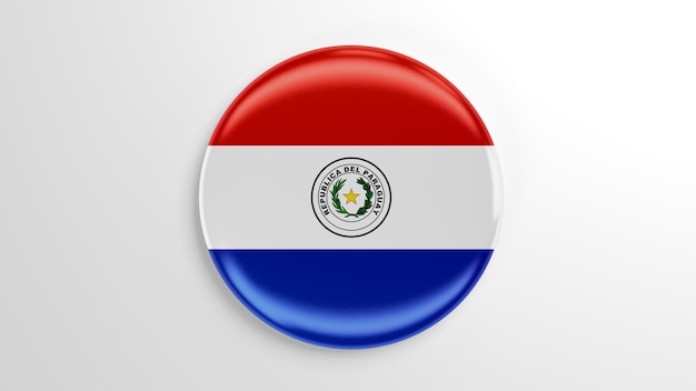 Pin redondo Bandera de Paraguay Ilustración 3D