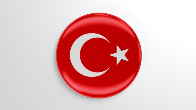 Pin redondo Bandera de Turquía Ilustración 3D