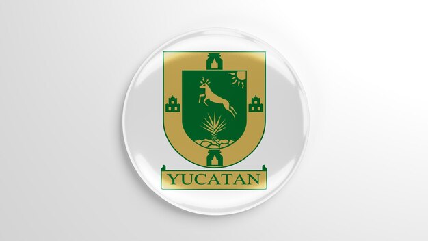 Pin redondo Bandera de Yucatán Ilustración 3D