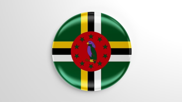 Pin redondo ilustração 3D da bandeira de Dominica