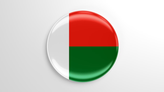 Pin redondo ilustração 3D da bandeira de Madagascar