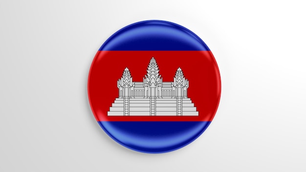 Pin redondo ilustração 3D da bandeira do Camboja