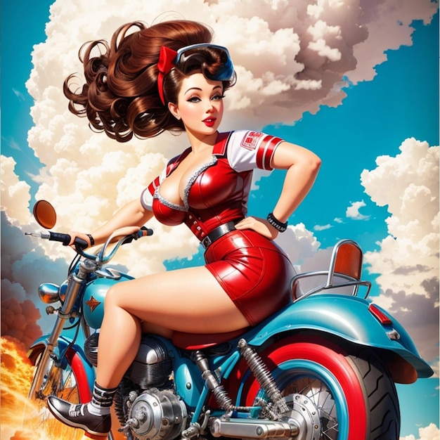 pin-up montando uma bomba