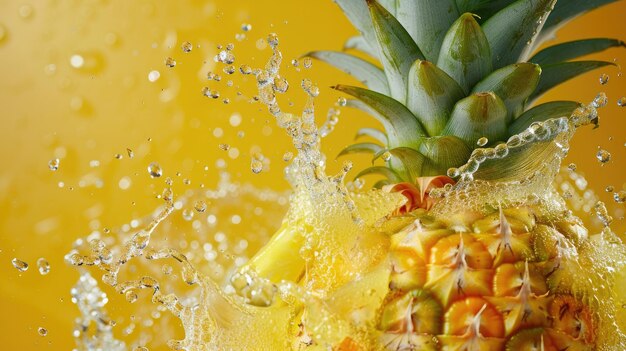 una piña está siendo rociada con agua