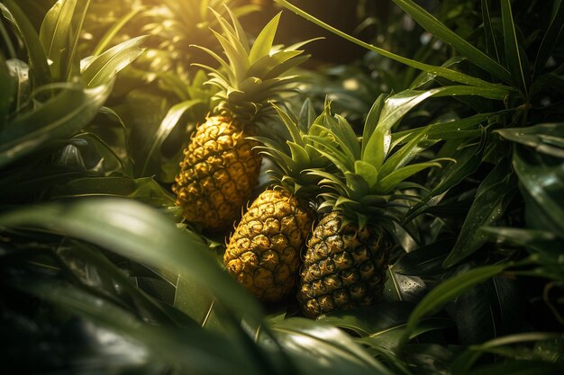 Piña con un fondo de playa tropical