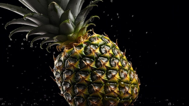 Piña fresca sobre fondo oscuro Fruta tropical Imagen generada por Ai