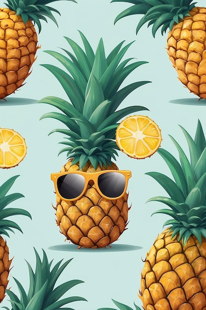 Foto una piña con gafas de sol concepto de verano ilustración