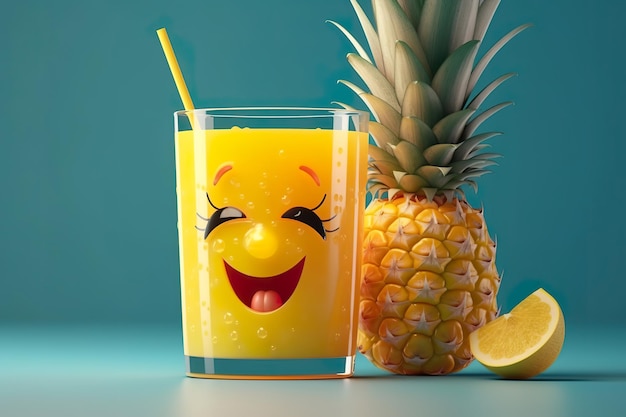 Una piña con gafas y una sonrisa en su rostro.