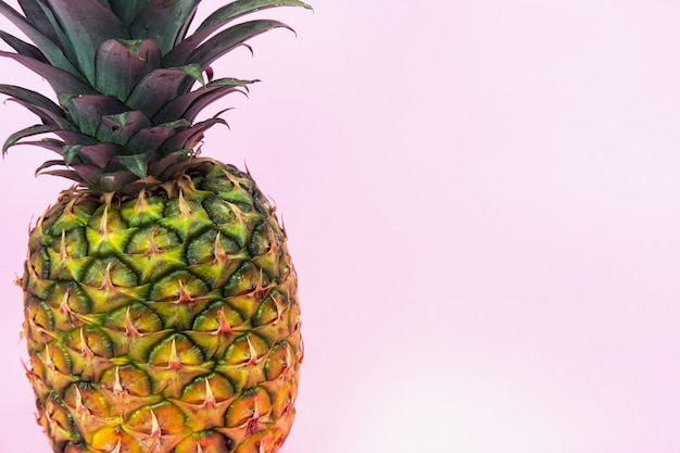 Una piña grande sobre un fondo rosa aislado. Estilo minimalista.