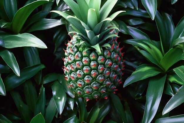 Piña en el jardín con hojas verdes de fondo Tailandia