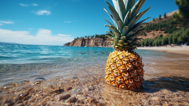 piña en la playa de arena