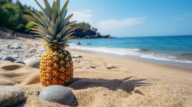 piña en la playa de arena