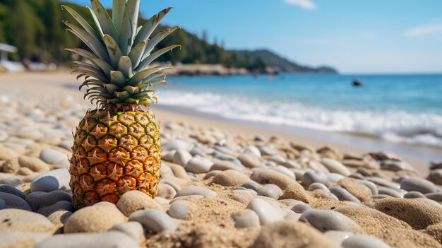 piña en la playa de arena