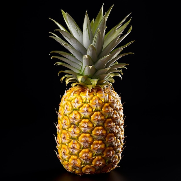 una piña que está en un fondo negro