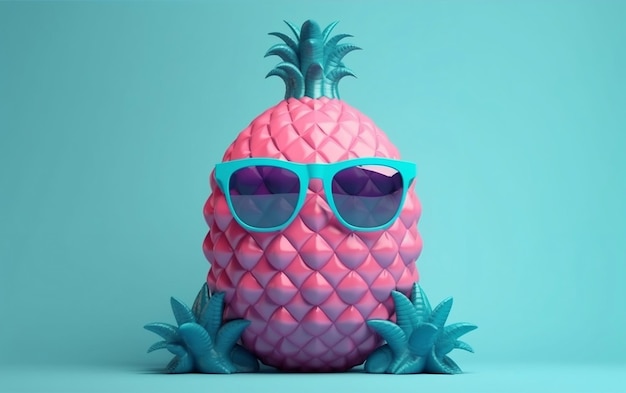 Una piña rosa con gafas de sol.