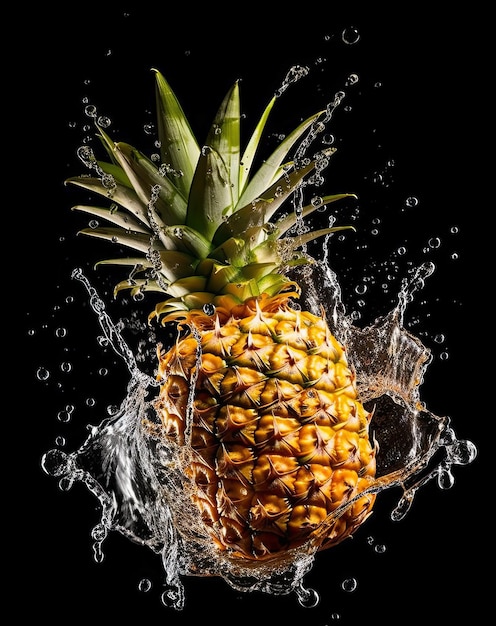 Una piña salpicando en el agua