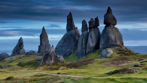 Foto pináculos rocosos en el viejo de storr