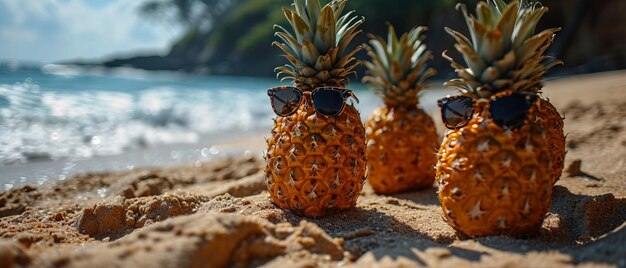 Piñas con gafas de sol disfrutando de un día en la playa