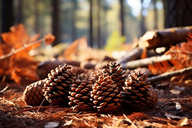 Piñas en medio de la belleza del otoño