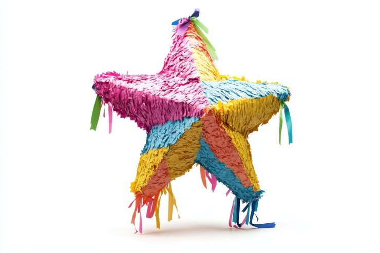 Foto pinata de aniversário colorida em forma de estrela