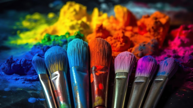 Pincéis de pintura colorida
