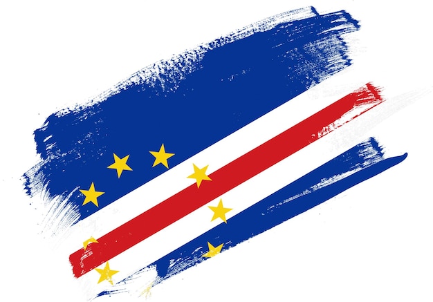 Pincel abstrato bandeira texturizada de cabo verde em fundo branco