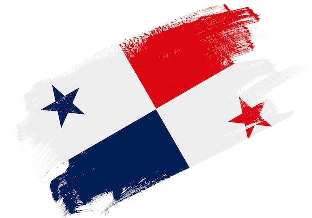 Pincel abstrato texturizado bandeira do panamá em fundo branco