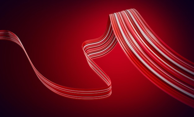 Pincel artístico abstrato mancha de tinta vermelha, fita vívida, forma suave, ilustração 3d