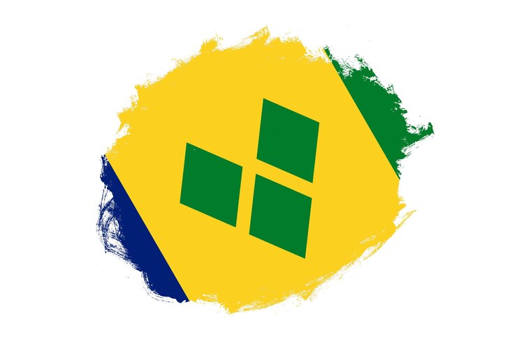 Foto pincel de manchas arredondadas texturizado bandeira nacional de são vicente e granadinas em fundo branco