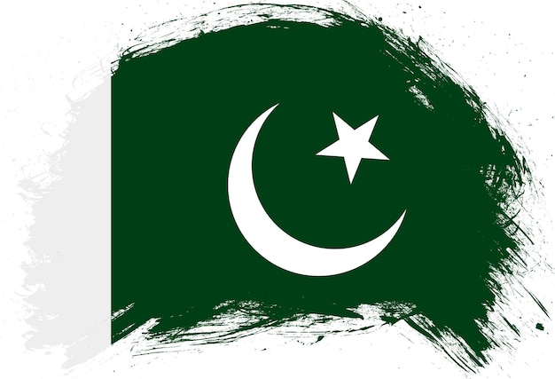 Pincel de pincel angustiado pintou a bandeira do Paquistão em fundo branco