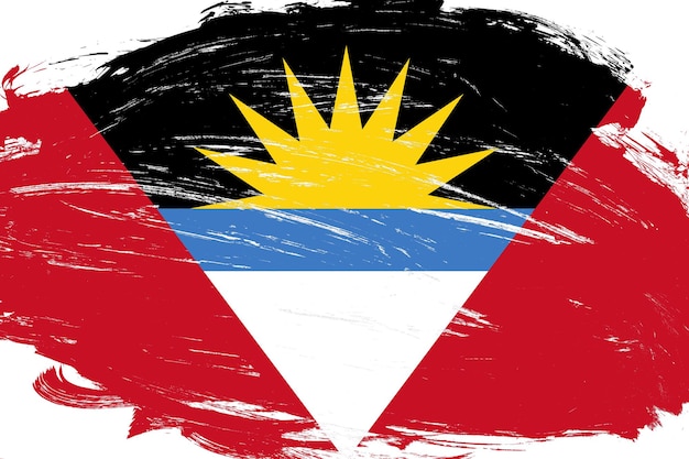 Pincel de traçado angustiado pintou a bandeira de antígua e barbuda em fundo branco