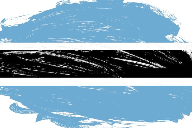 Pincel de traçado angustiado pintou a bandeira do botswana em fundo branco