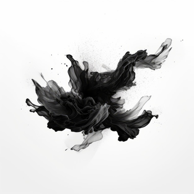 Pincel de Photoshop negro abstracto sobre fondo blanco liso