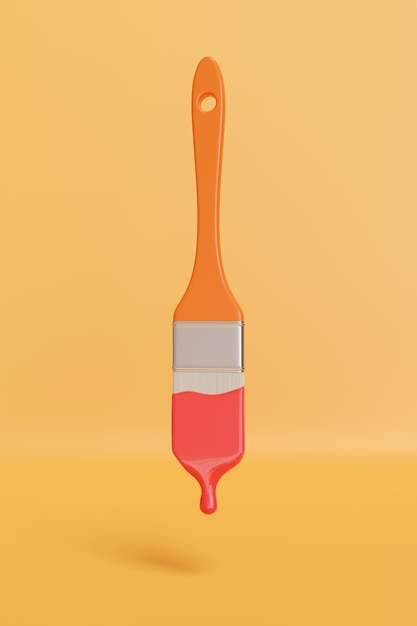 Pincel pingando tinta vermelha em fundo laranja.