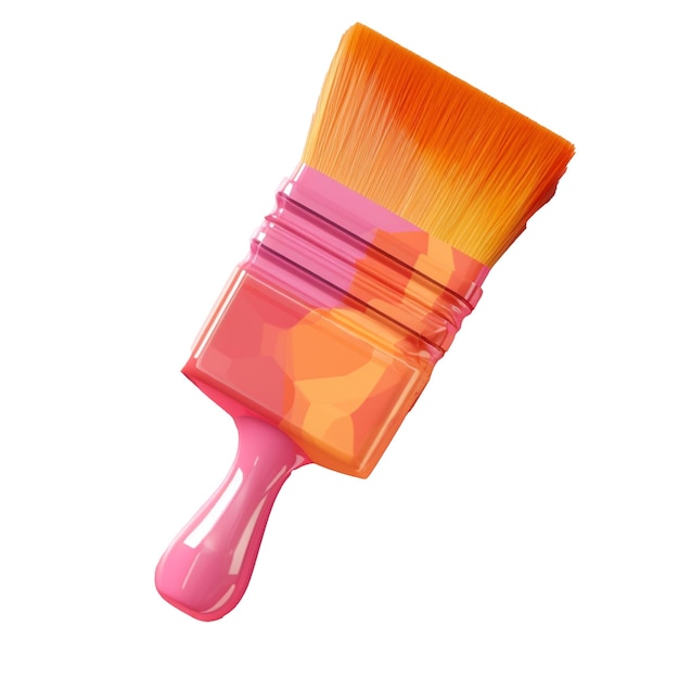 Pincel de pintura acrílica en una paleta de colores de tendencia de estilo 3D con IA generativa