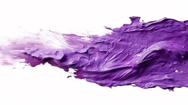 Foto pincel de pintura a óleo de mancha púrpura sobre un fondo blanco ia generativa