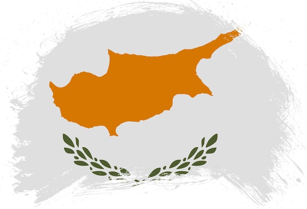 Pincel de trazo angustiado bandera pintada de Chipre sobre fondo blanco