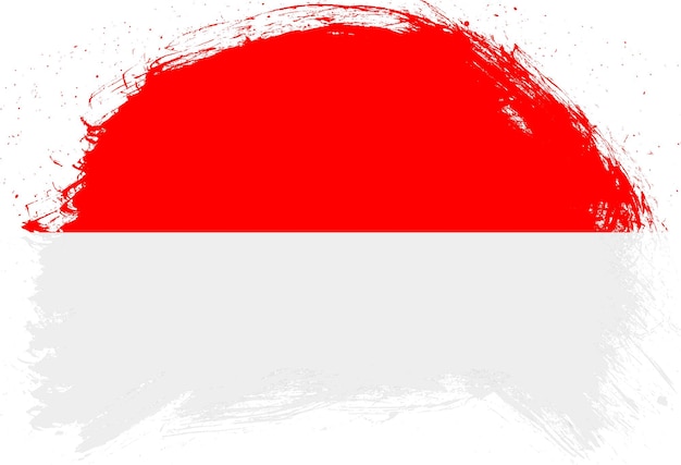 Pincel de trazo angustiado bandera pintada de indonesia sobre fondo blanco