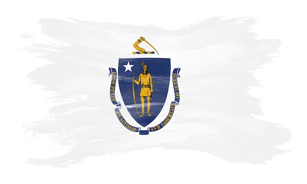 Pincelada da bandeira do estado de Massachusetts, fundo da bandeira de Massachusetts