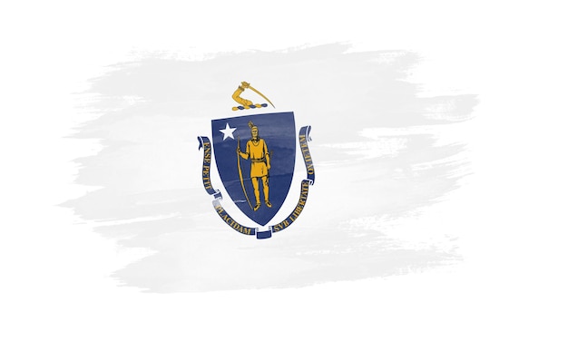 Pincelada da bandeira do estado de massachusetts, fundo da bandeira de massachusetts