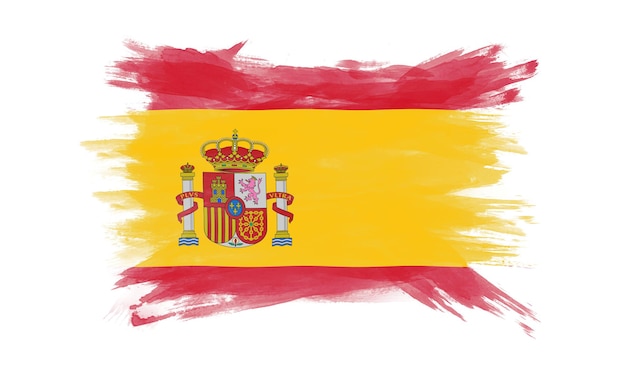 Pincelada de bandeira da Espanha, bandeira nacional em fundo branco