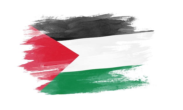 Pincelada de bandeira da Palestina, bandeira nacional em fundo branco