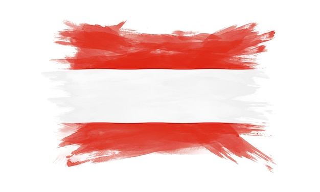 Pincelada de bandeira da Áustria, bandeira nacional em fundo branco