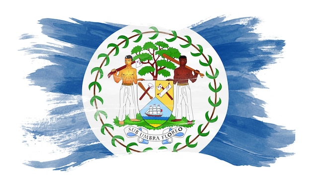 Pincelada de bandeira de Belize, bandeira nacional em fundo branco