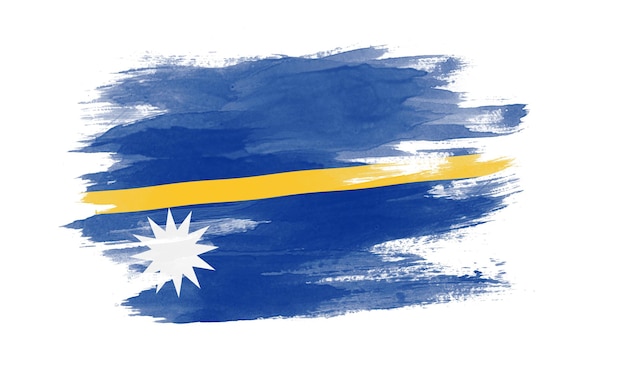 Pincelada de bandeira de Nauru, bandeira nacional em fundo branco