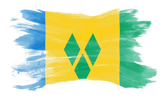 Pincelada de bandeira de São Vicente e Granadinas, bandeira nacional em fundo branco