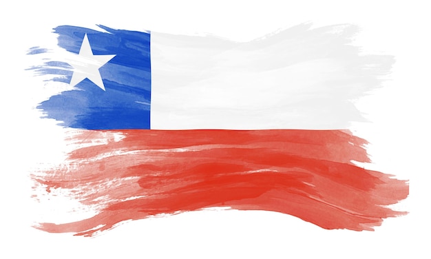 Pincelada de bandeira do Chile, bandeira nacional em fundo branco